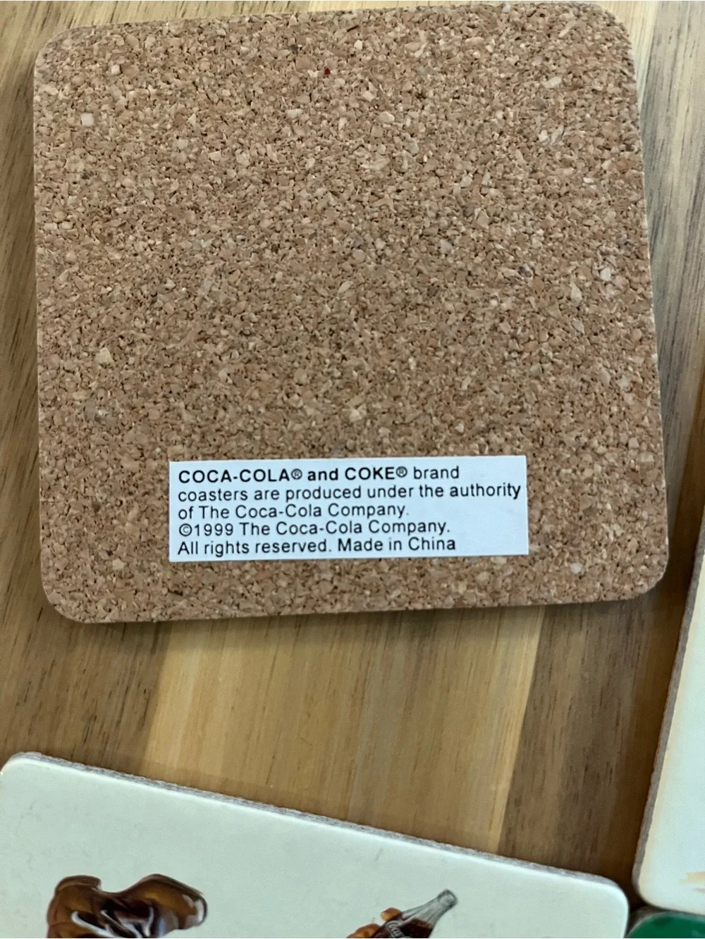 Vintage 1999 Coca-Cola Santa Claus Cork Back Coasters Set of 6